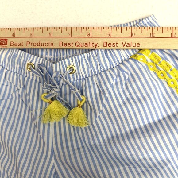 Lilly Pulitzer Size XXS Katia Embroidered Shorts Yellow Blue Peri Swizzle Stripe - Picture 7 of 11